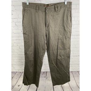 Koutons Collezioni Mid Rise Army Green Flat Front Casual Dress Pants W35 I26